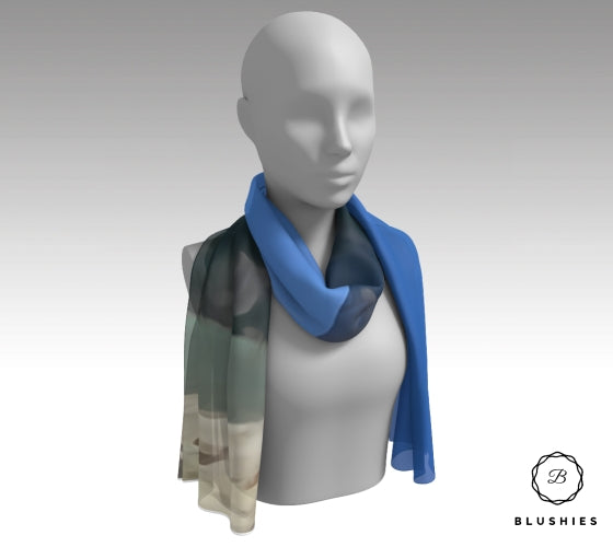 Blue Nature Printed Scarf for Women