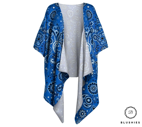 Blue Bandana Draped Kimono