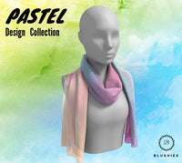 Blue, Pink, and Yellow Pastel Design Long Scarf