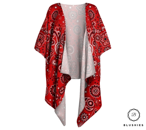 Red Bandana Draped Kimono