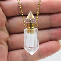Natural Crystal Perfume Bottle Spiked Hexagon Necklace