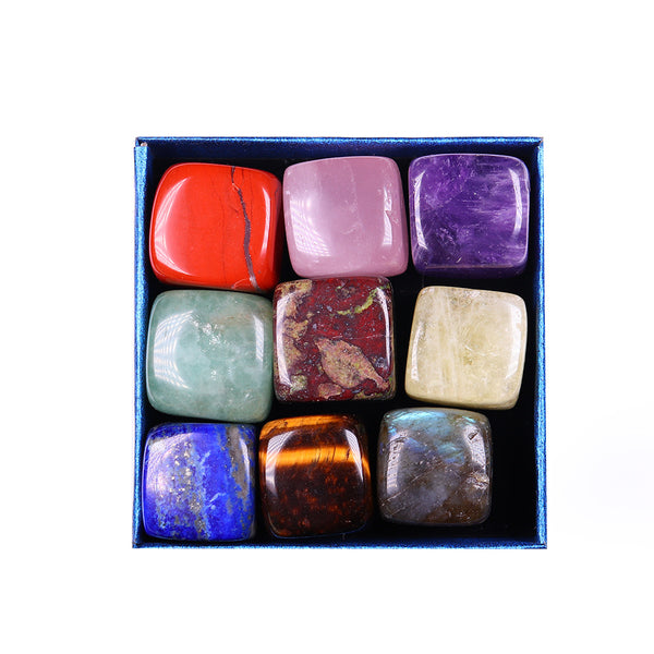 Natural Crystal Block Gravel Energy Gem Chakra Crystal 9 Gift Box