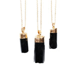 Tourmaline Pendant Sliver or Gold Tone Dipped Style
